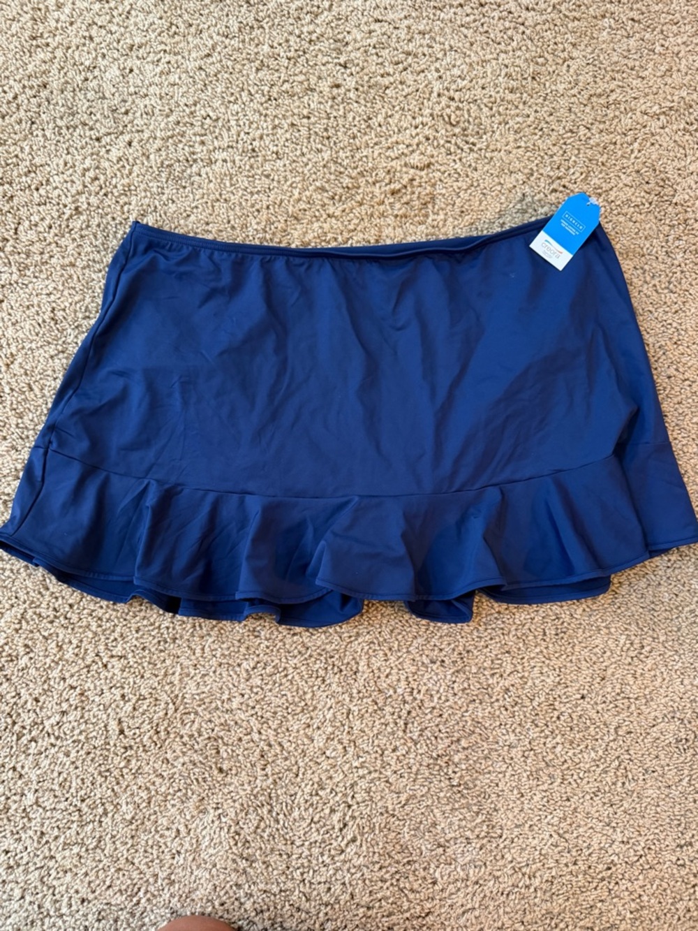Lands' End women’s Navy Blue Swim Skirt with Ruffle Hem - Picture 7 of 7